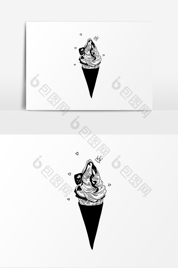 手账线条冰淇淋图片图片