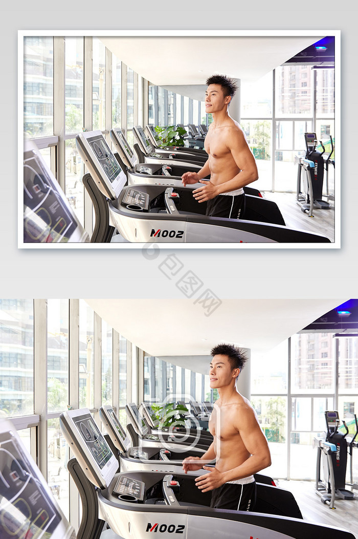 健身房运动跑步减肥增肌男生跑步机跑步图片