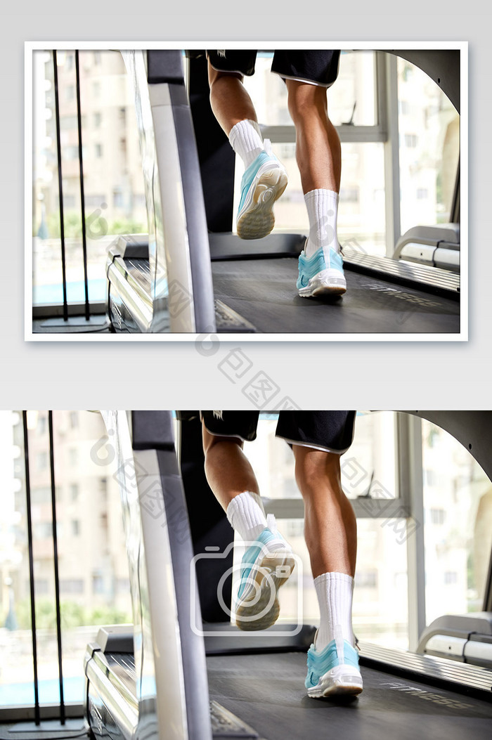 健身房运动跑步减肥增肌男生跑步机腿部肌肉
