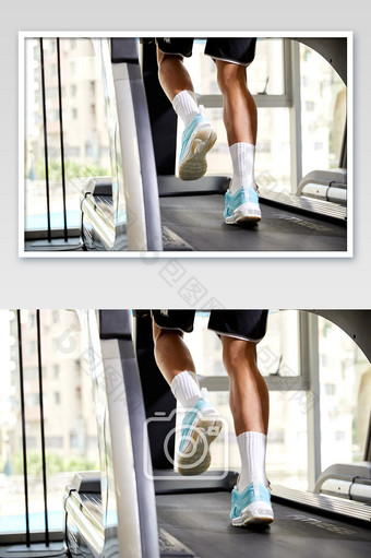 健身房运动跑步减肥增肌男生跑步机腿部肌肉图片