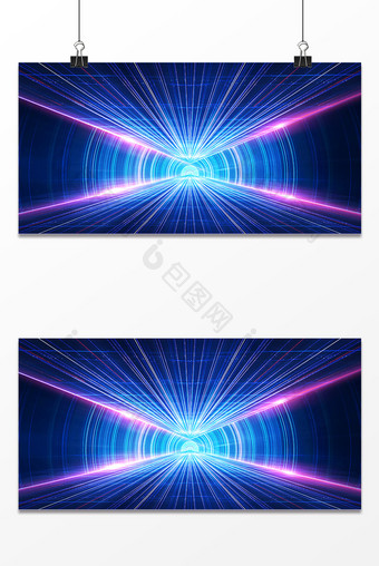 蓝色商务炫光科技速度感横版背景图片