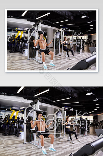 健身房运动跑步减肥增肌双人器械练习图片