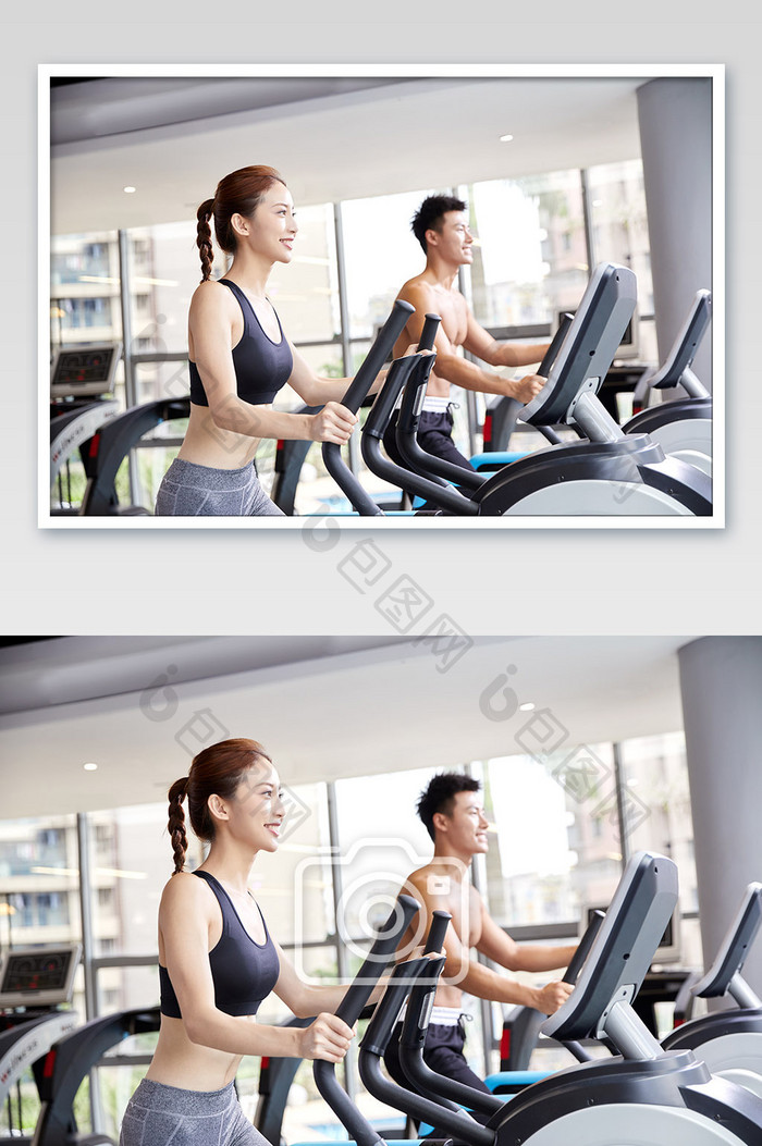 健身房运动跑步减肥增肌双人练习健身车
