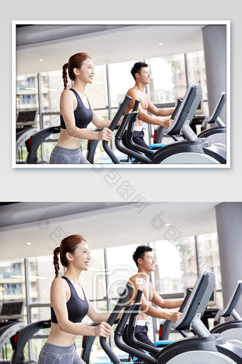 健身房运动跑步减肥增肌双人练习健身车图片