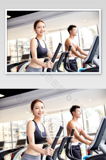 健身房运动跑步减肥增肌健身车女生看镜头图片