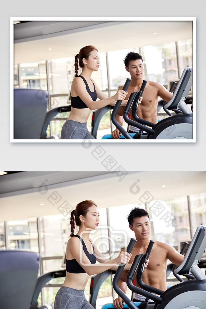 健身房运动跑步减肥增肌运动双人练习