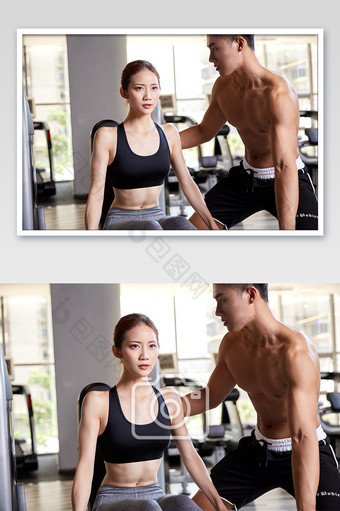 健身房运动跑步减肥增肌双人臂力练习图片