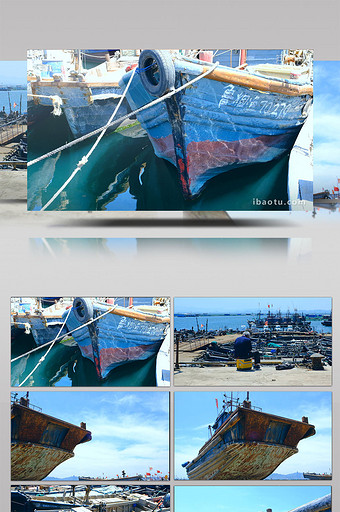 震撼唯美大气渔船停泊海港渔港码头休渔期图片