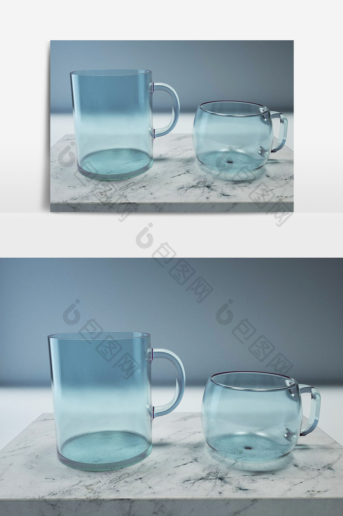 简洁透明玻璃杯样机