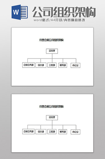 小型会展公司组织架构Word模板图片