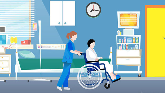 原创医疗医生护士患者轮椅点滴MG动画