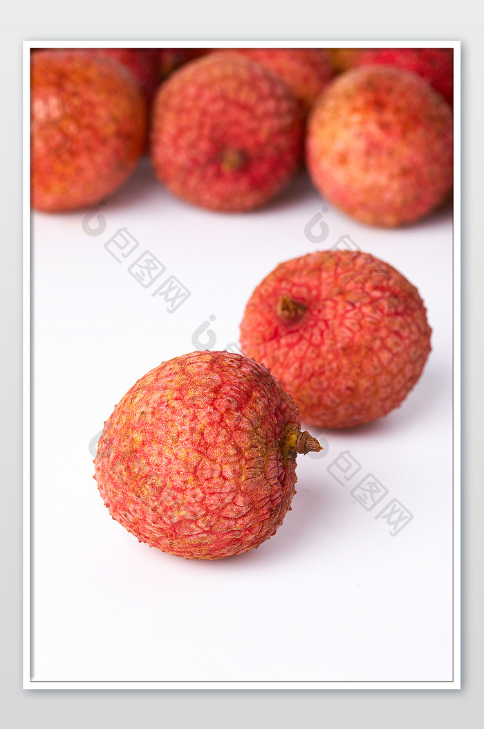 红色单颗荔枝新鲜水果白底美食摄影图片