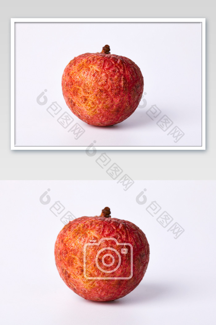 红色荔枝新鲜白底水果美食摄影图片