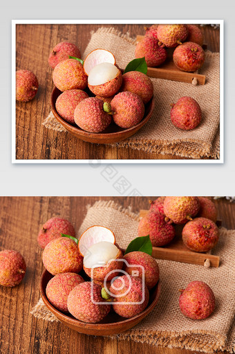 红色荔枝果肉新鲜水果白底美食摄影图片