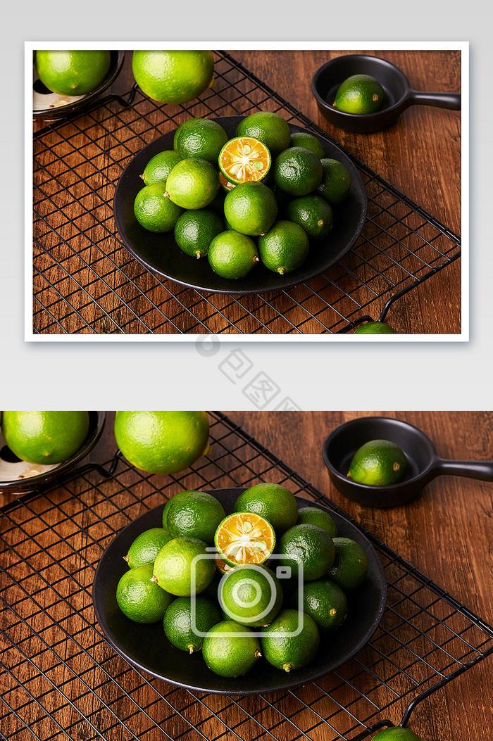 绿色青柠青桔新鲜水果美食摄影图片