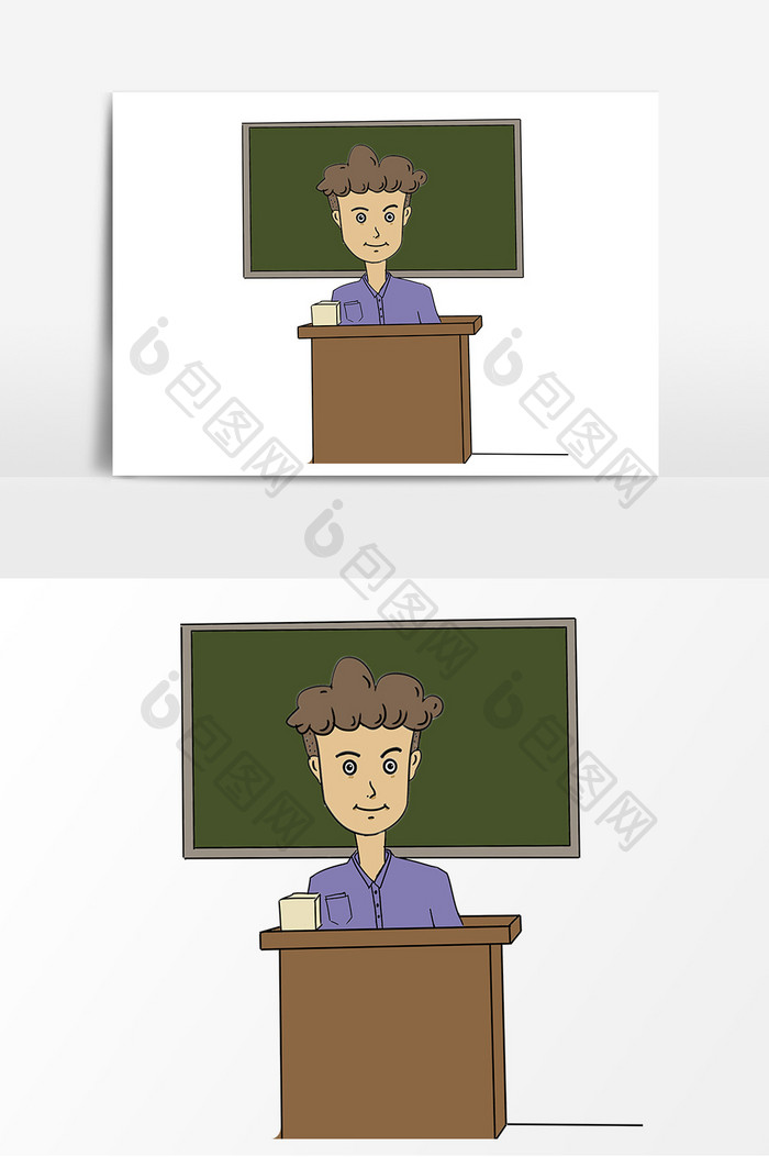 手绘正在讲课的老师卡通