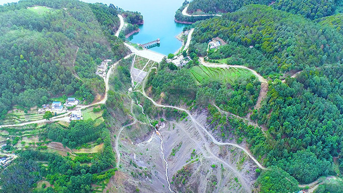 航拍水库大坝素材