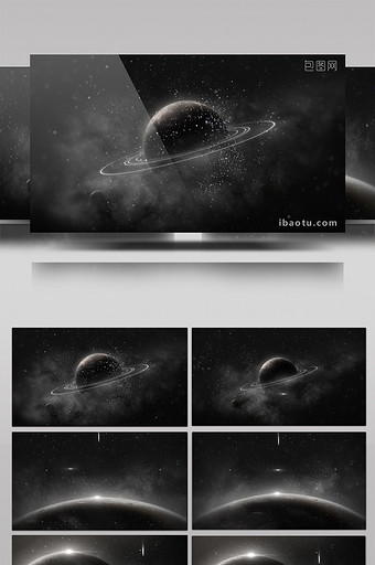 黑白梦幻粒子星球动画标题素材背景视频图片