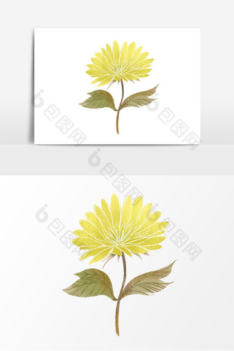 黄色花朵手绘花瓣装饰图案图片