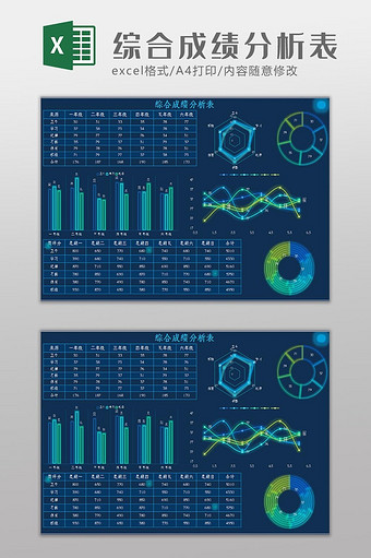 自动生成综合成绩分析表Excel模板图片