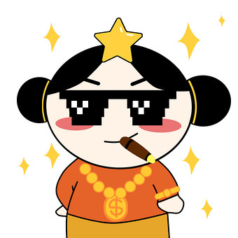 原创可爱卡通女孩土豪动态表情包图片下载