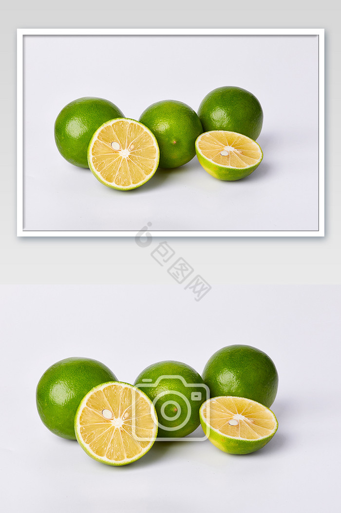 绿色青柠新鲜柠檬水果配餐酸味美食摄影图片