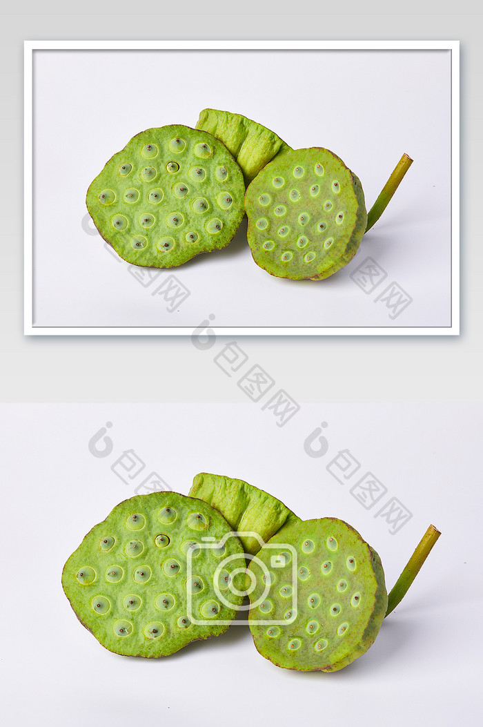 绿色莲蓬新鲜水果美食白底摄影图片