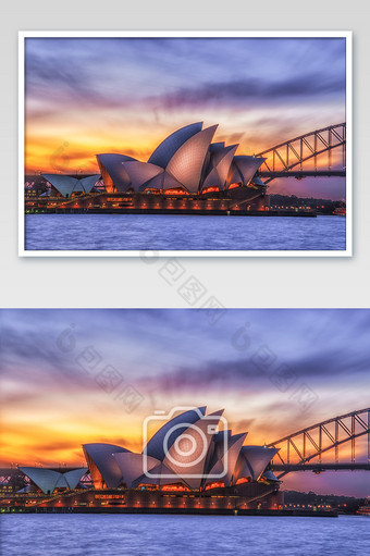 澳大利亚悉尼歌剧院晚霞自然风光摄影图片