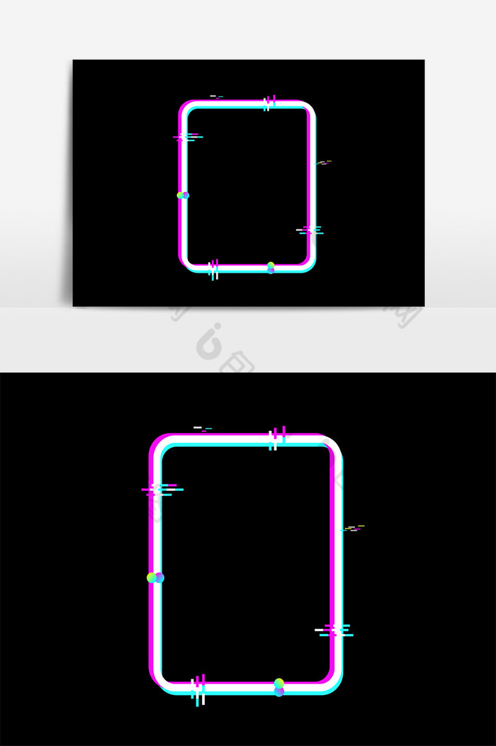 抖音风故障风圆角矩形边框图片图片