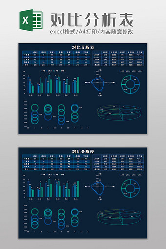 对比分析科技可视化Excel模板图片