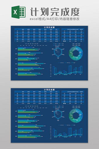 计划完成科技可视化Excel模板图片