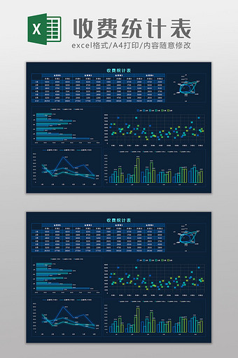 收费统计科技可视化Excel模板图片