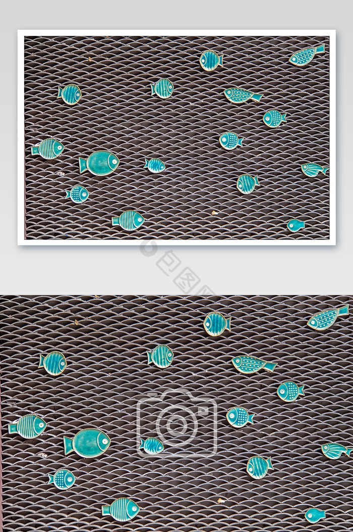 环艺装饰品铁艺陶瓷小鱼摄影图图片图片