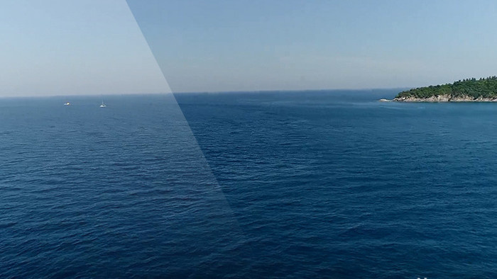 航拍湛蓝色的海洋国外海岛空旷海湾