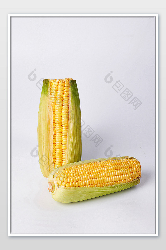 黄色玉米棒新鲜白底蔬菜美食摄影图片