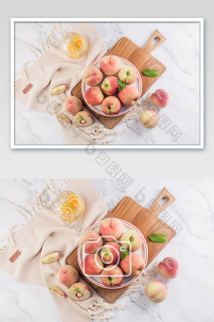 高清水果美食新鲜桃子摄影图片