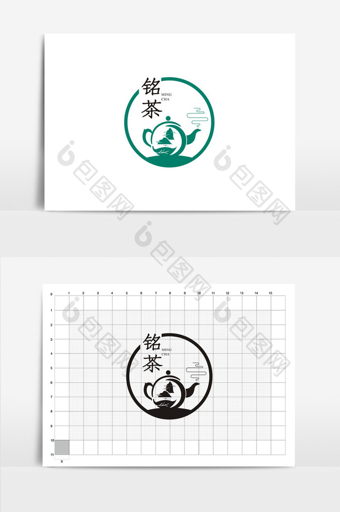 特色铭茶VI标志logo设计