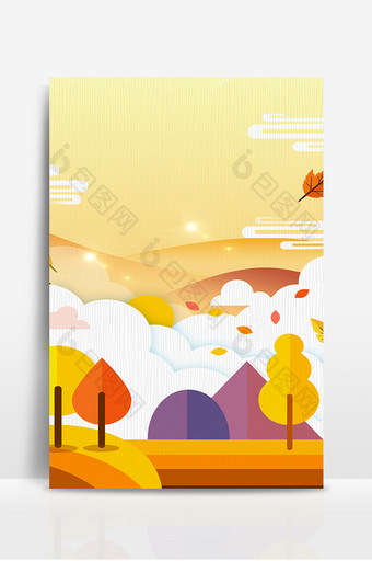 橘色秋季树木海报背景图片