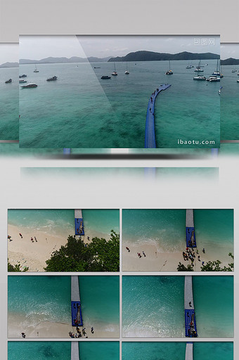 视野开阔航拍国外带浮桥的小型码头及风景图片