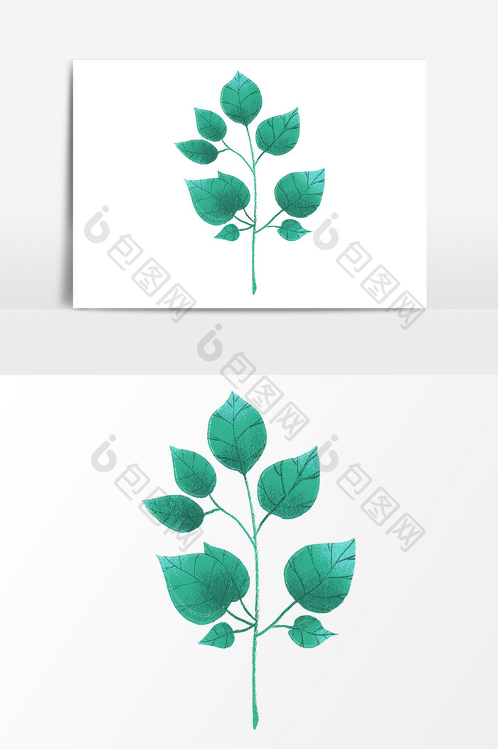 手绘森系植物叶子插画