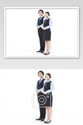 男女白领客服标准站姿