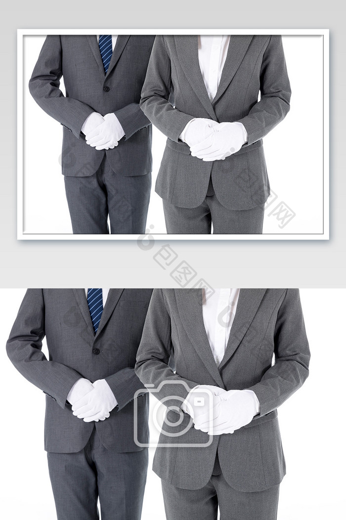 商务男女服务形象白手套