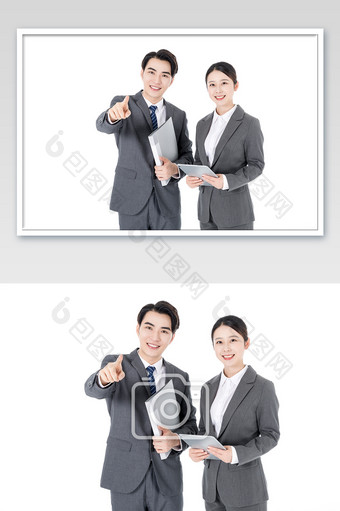 商务男女销售指向前方图片