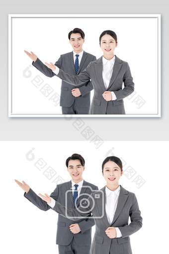 商务男女白领销售服务手势图片