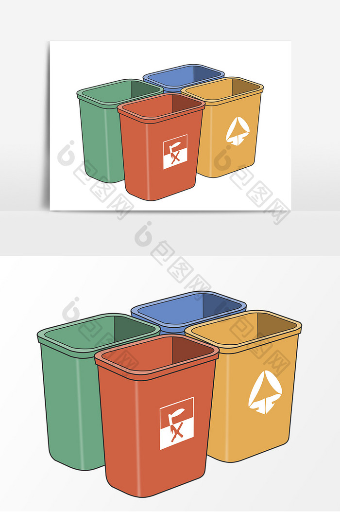 手绘垃圾分类垃圾桶卡通