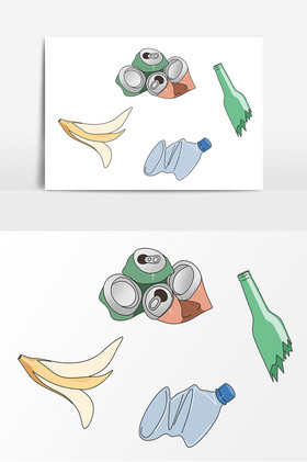 手绘垃圾易拉罐果皮图片