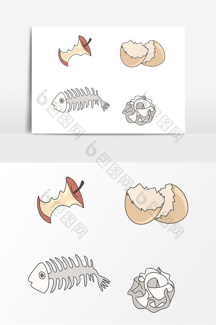 手绘生活垃圾卡通元素