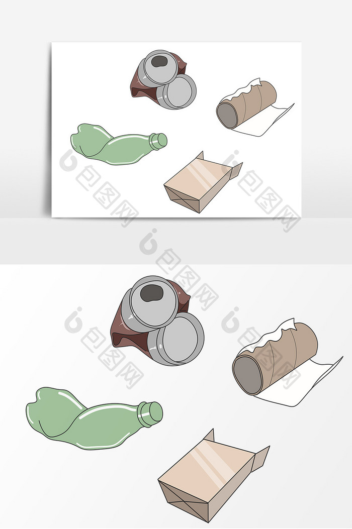 手绘生活垃圾卡通