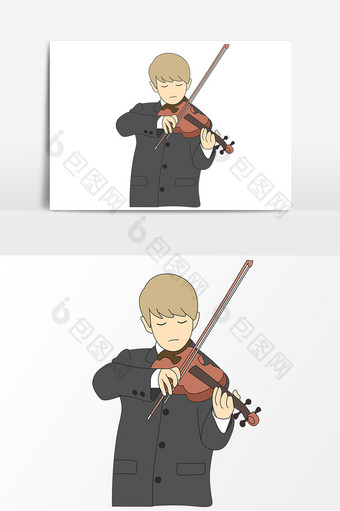 手绘拉小提琴的少年形象图片