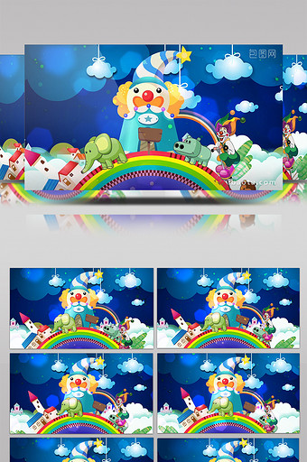 卡通彩虹小丑背景图片